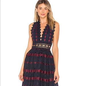 Navy and Burgundy Crochet X by NBD dress, tags on!